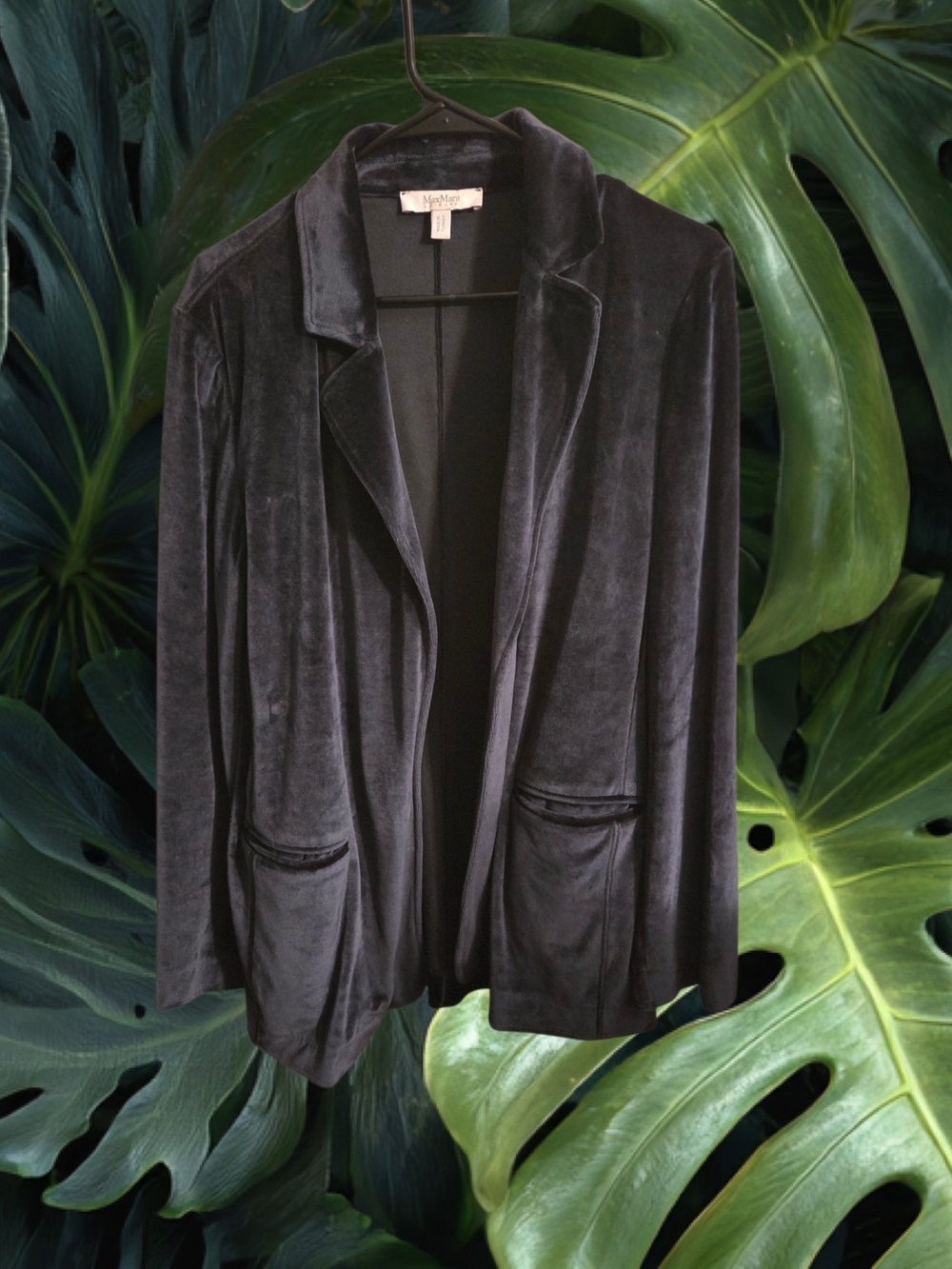 MaxMara Leisure Dark Navy Velvet Open Blazer Jacket Super Soft And Flowy